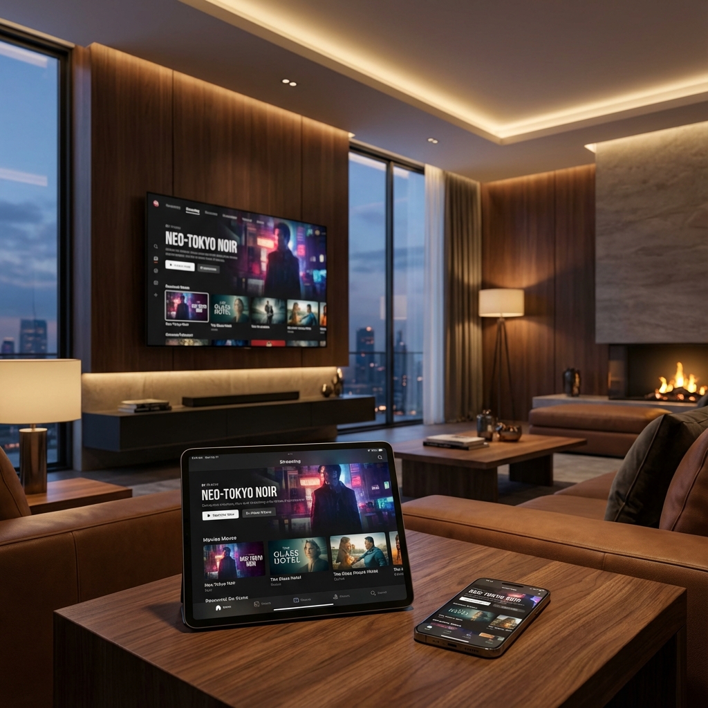 Interfaz IPTV premium en televisión